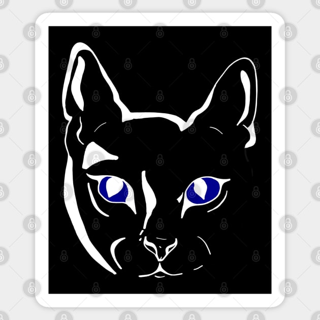 Cat face with blue eyes Sticker by RedHeadAmazona